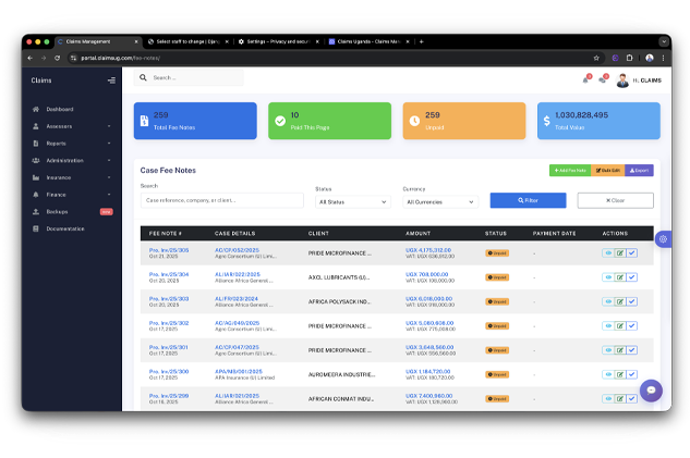 Professional claims assessment and processing workflow illustration